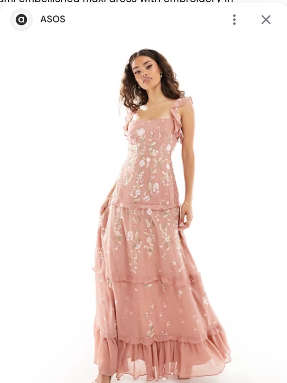 ASOS Petite Dusty Pink Floral Embroidered Maxi Dress.